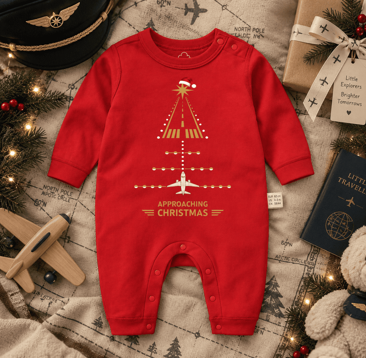 Tutina Natalizia Rossa per Neonato – Design Aviation Runway Approach