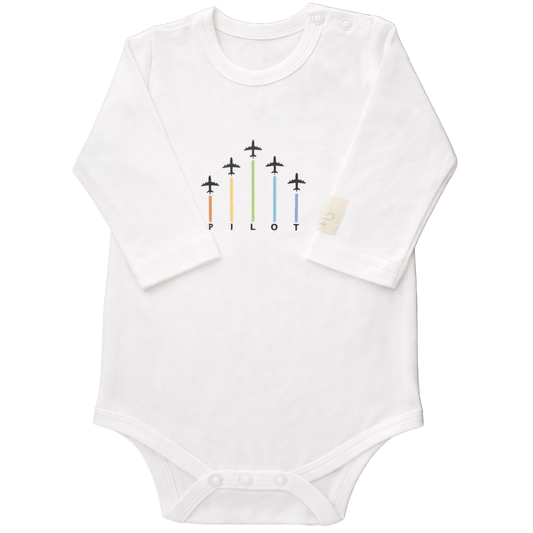 Body Pilota Neonato Manica Lunga - 100% Cotone Design Italiano 0-24M