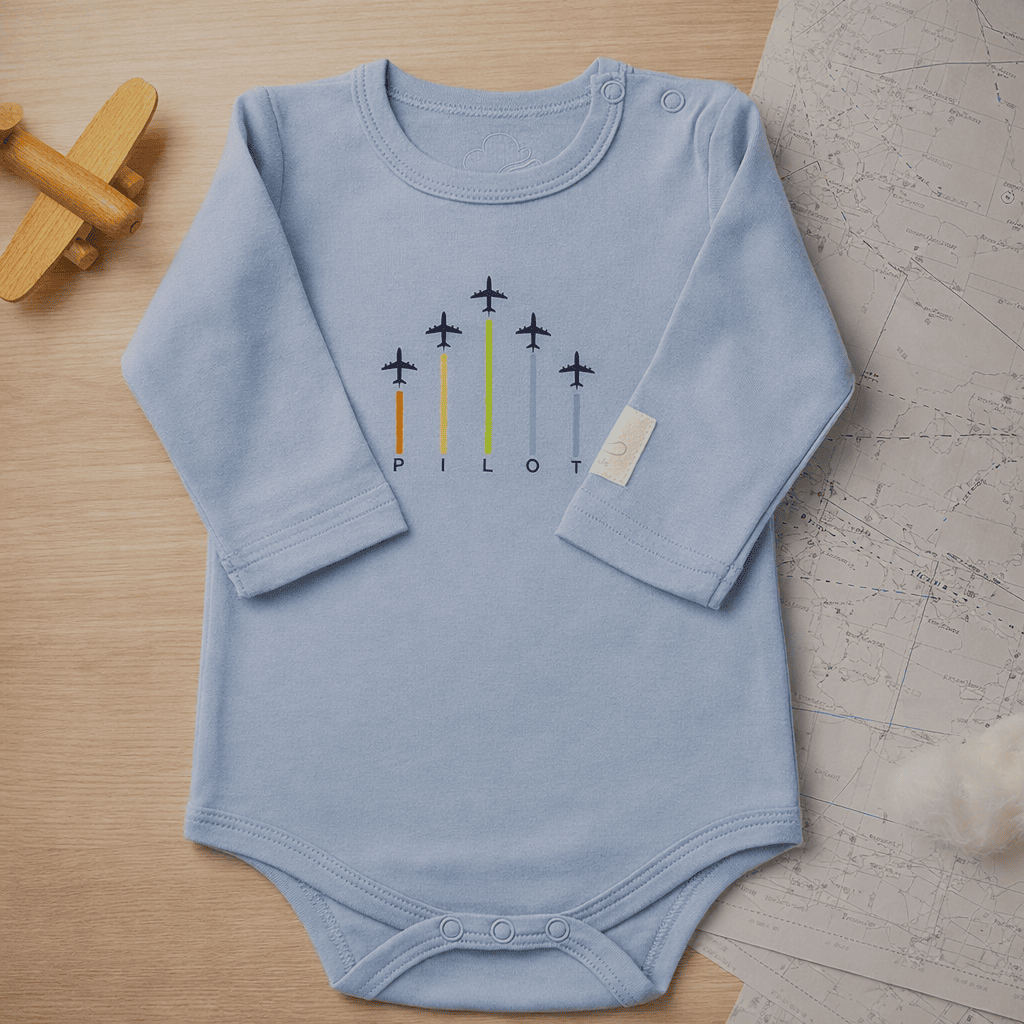 Body Pilota Neonato Manica Lunga - 100% Cotone Design Italiano 0-24M