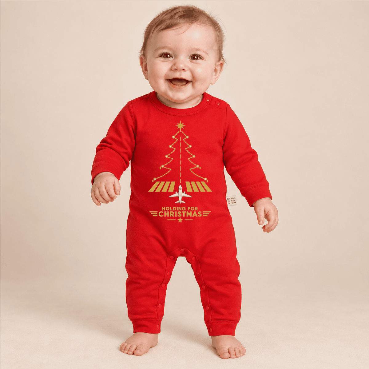 Body Natalizio Rosso per Neonato – Design Aviation Runway Tree
