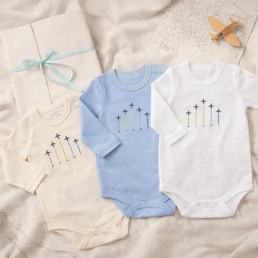 Body Pilota Neonato Manica Lunga - 100% Cotone Design Italiano 0-24M
