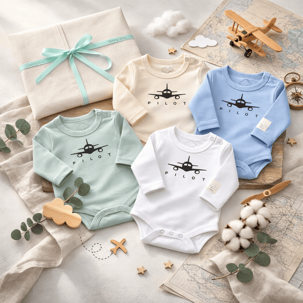 Body Pilota Neonato Manica Lunga - 100% Cotone Design Italiano 0-24M