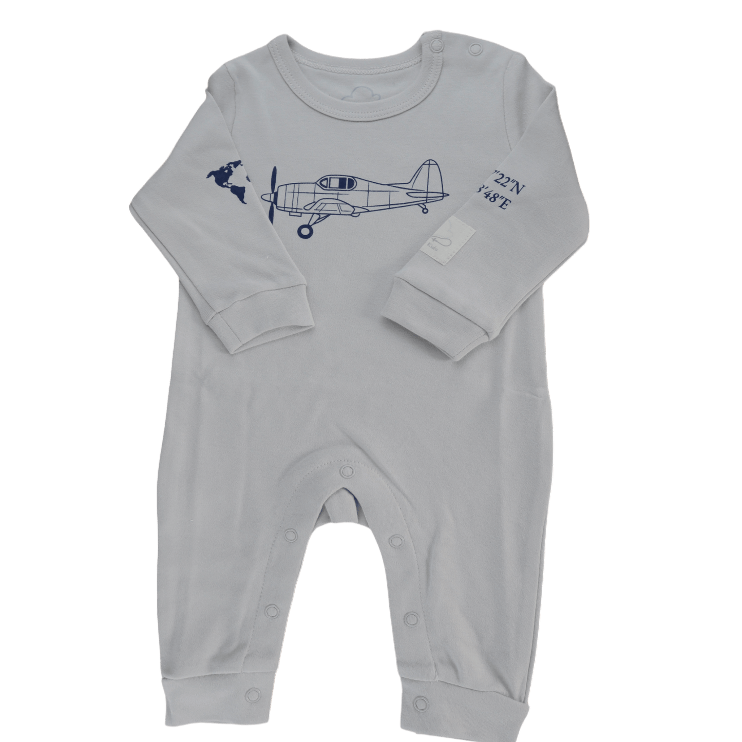 Tutina Neonato Manica Lunga Cotone Aviazione - 100% Cotone Pettinato Design Italiano 0-24M