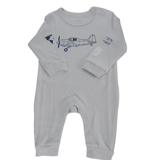 Tutina Neonato Manica Lunga Cotone Aviazione - 100% Cotone Pettinato Design Italiano 0-24M