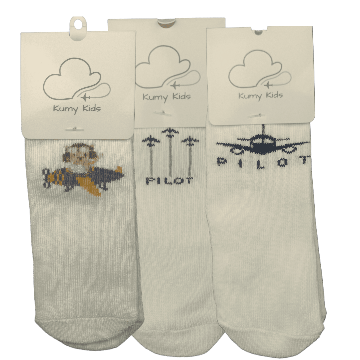 Calzini Cotone Neonato Design Aviazione - Morbidi Elastici Italiano 0-24M