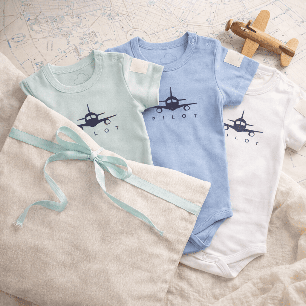 Body Neonato Manica Corta Aviazione - 100% Cotone Design Italiano 0-24M