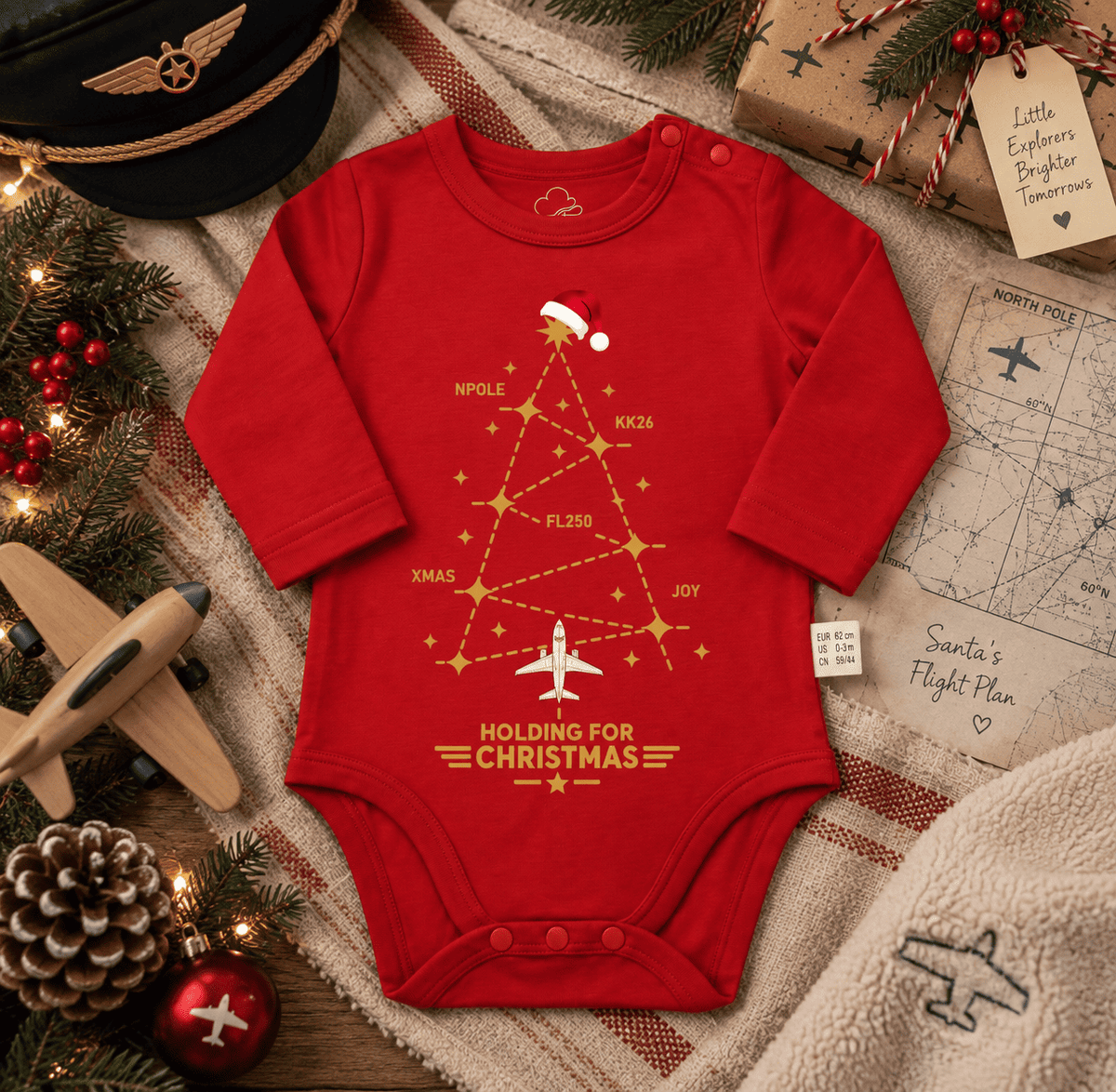 Body Natalizio Rosso per Neonato – Design Aviation Flight Path