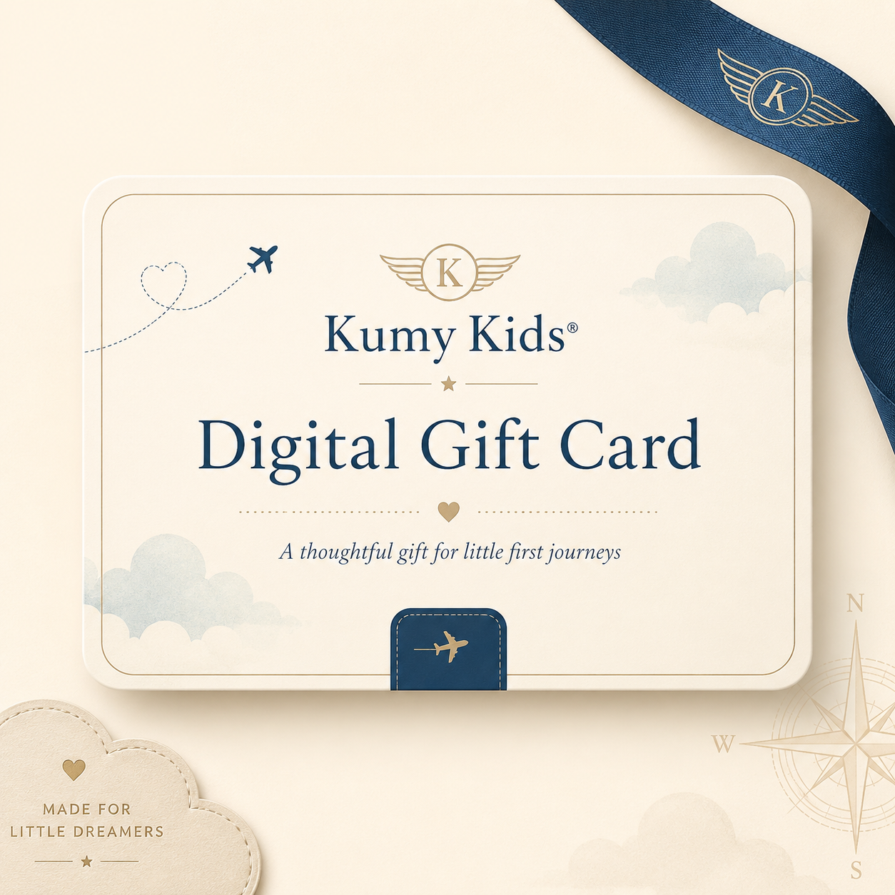 Kumy Kids digital gift card for premium aviation-inspired babywear