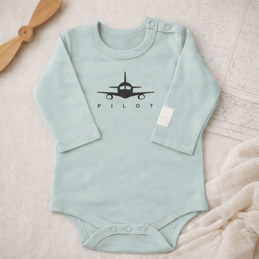 Body Pilota Neonato Manica Lunga - 100% Cotone Design Italiano 0-24M