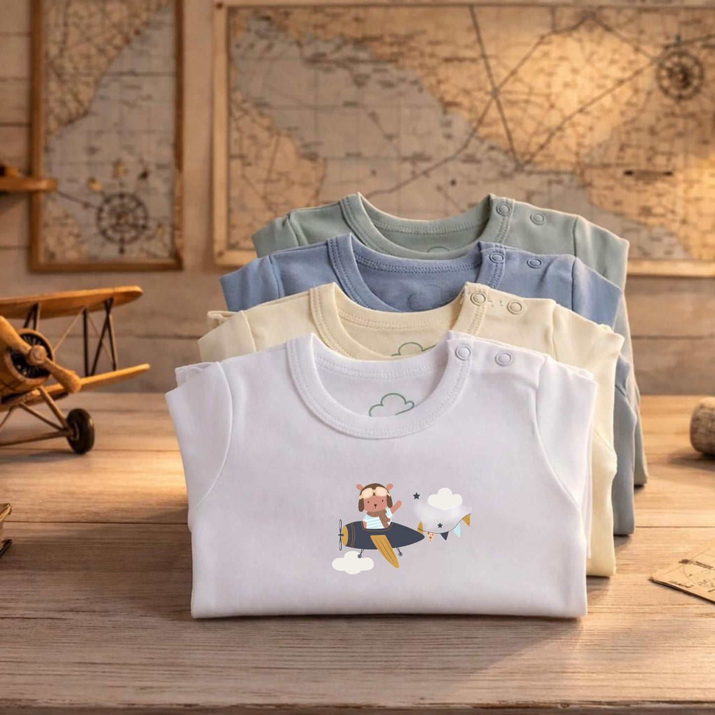 Body Pilota Neonato Manica Lunga - 100% Cotone Design Italiano 0-24M