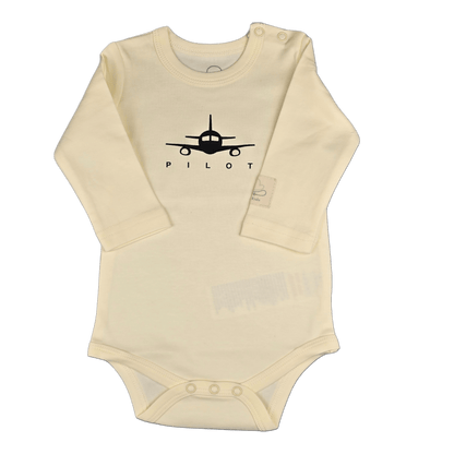 Body Pilota Neonato Manica Lunga - Aviazione 100% Cotone Design Italiano 0-24M