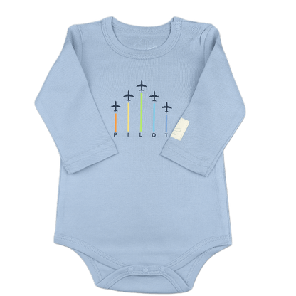 Body Pilota Neonato Manica Lunga Frecce - Aviazione 100% Cotone Design Italiano 0-24M