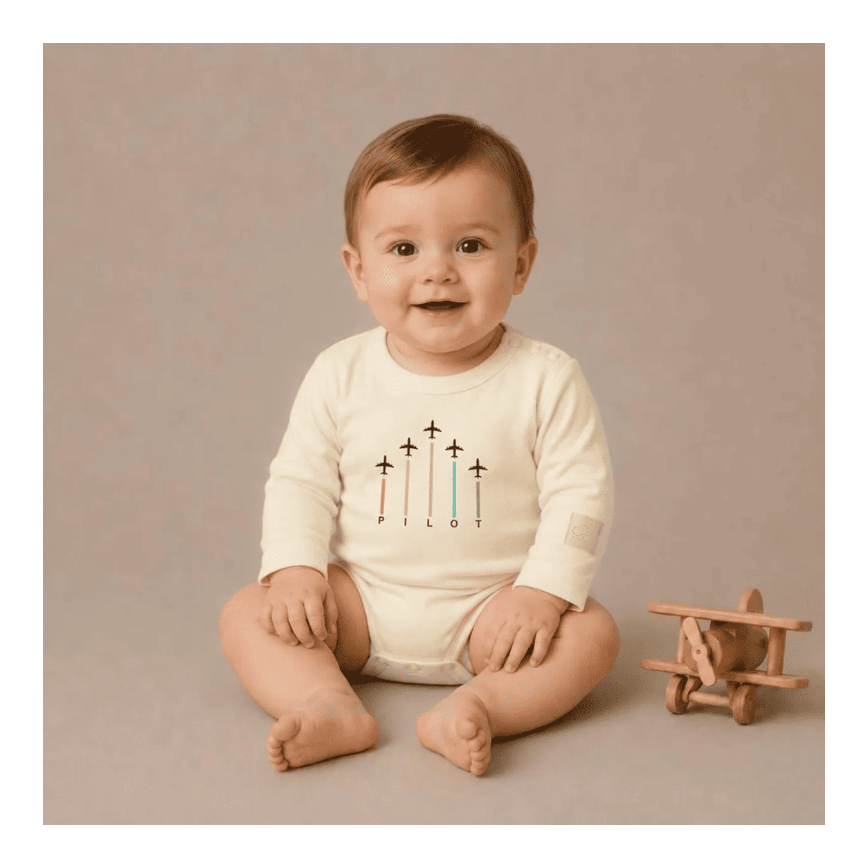 Body Pilota Neonato Manica Lunga Frecce - Aviazione 100% Cotone Design Italiano 0-24M