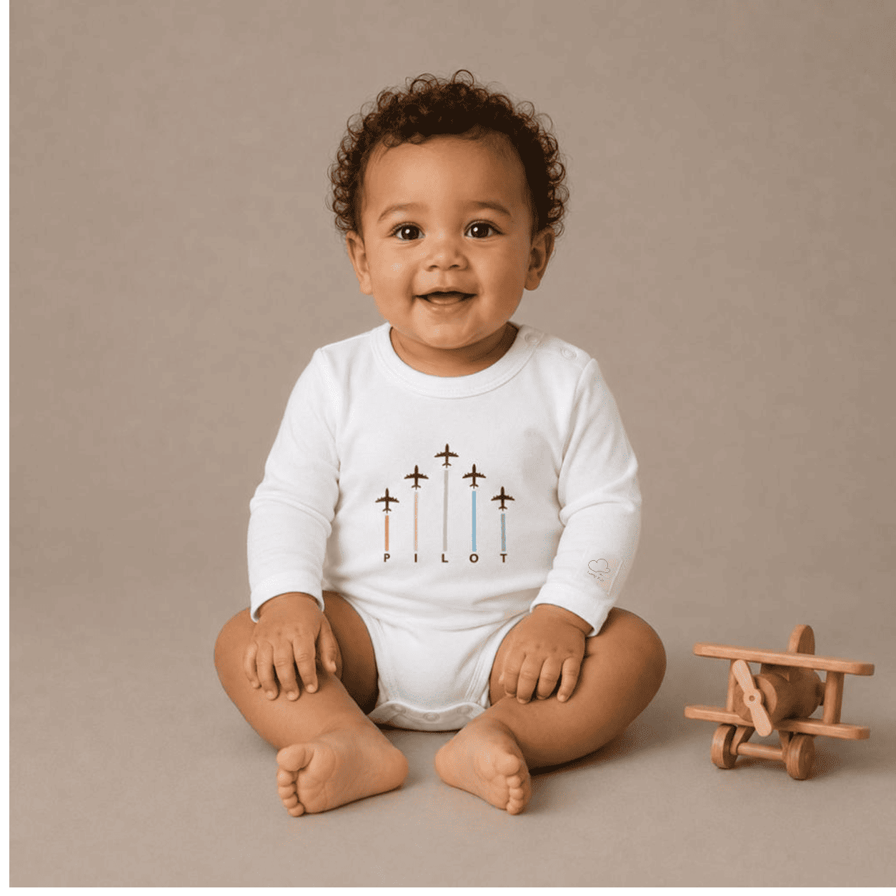 Body Pilota Neonato Manica Lunga Frecce - Aviazione 100% Cotone Design Italiano 0-24M