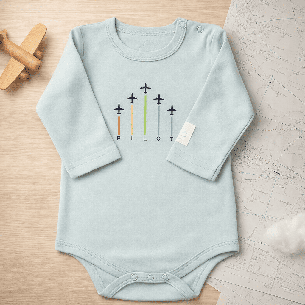 Body Pilota Neonato Manica Lunga - 100% Cotone Design Italiano 0-24M