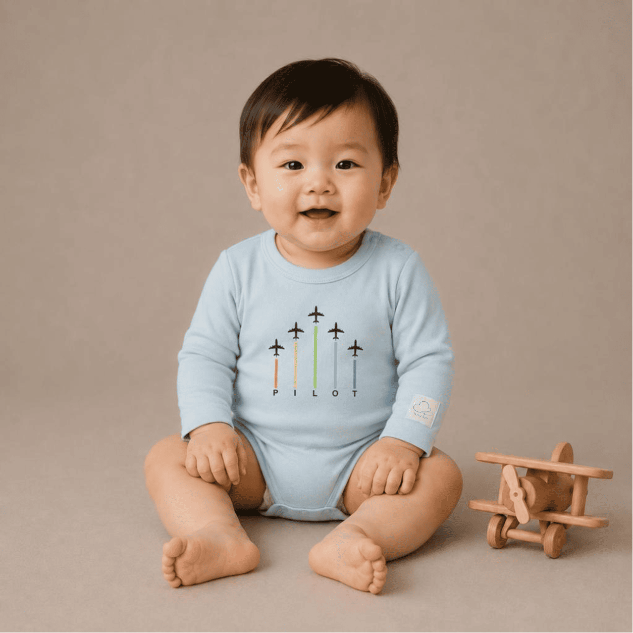 Body Pilota Neonato Manica Lunga Frecce - Aviazione 100% Cotone Design Italiano 0-24M