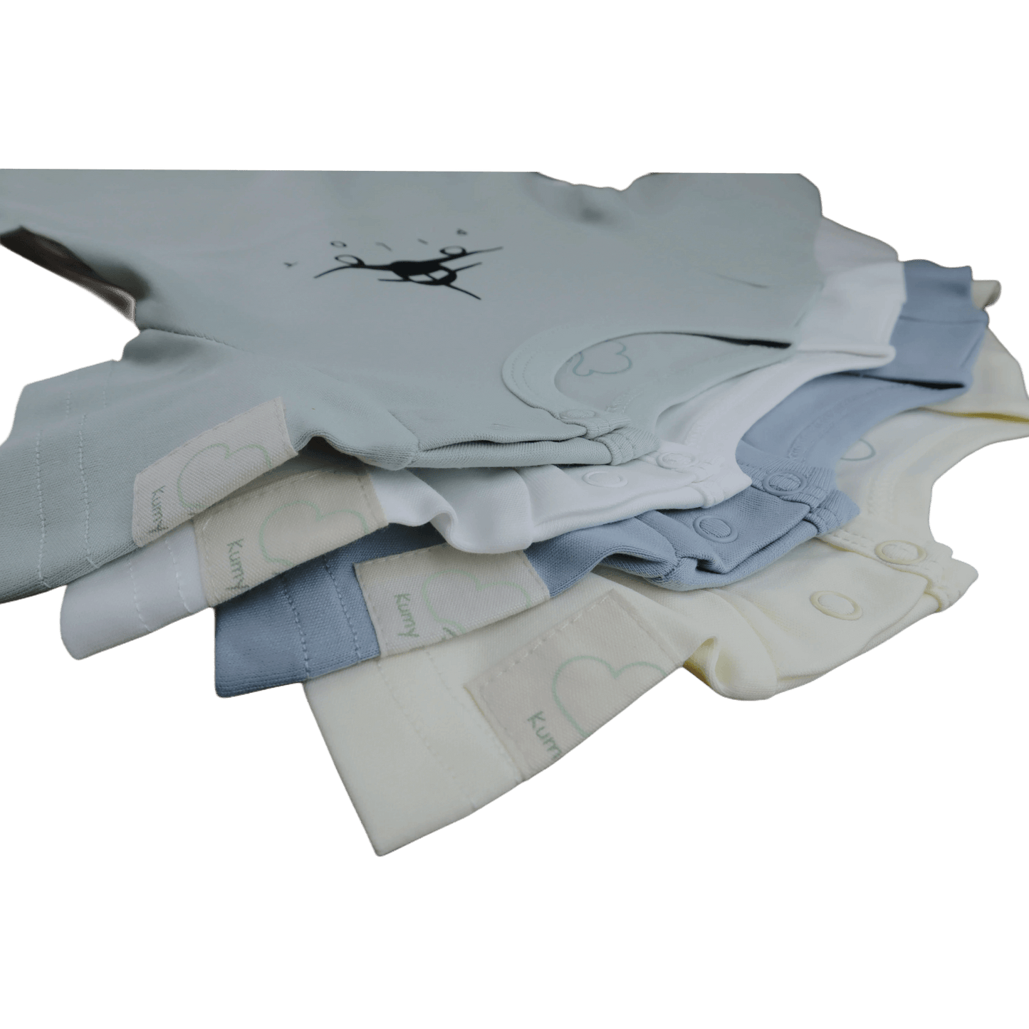 Aviation baby onesies with pilot print, short sleeve, lifestyle flat lay