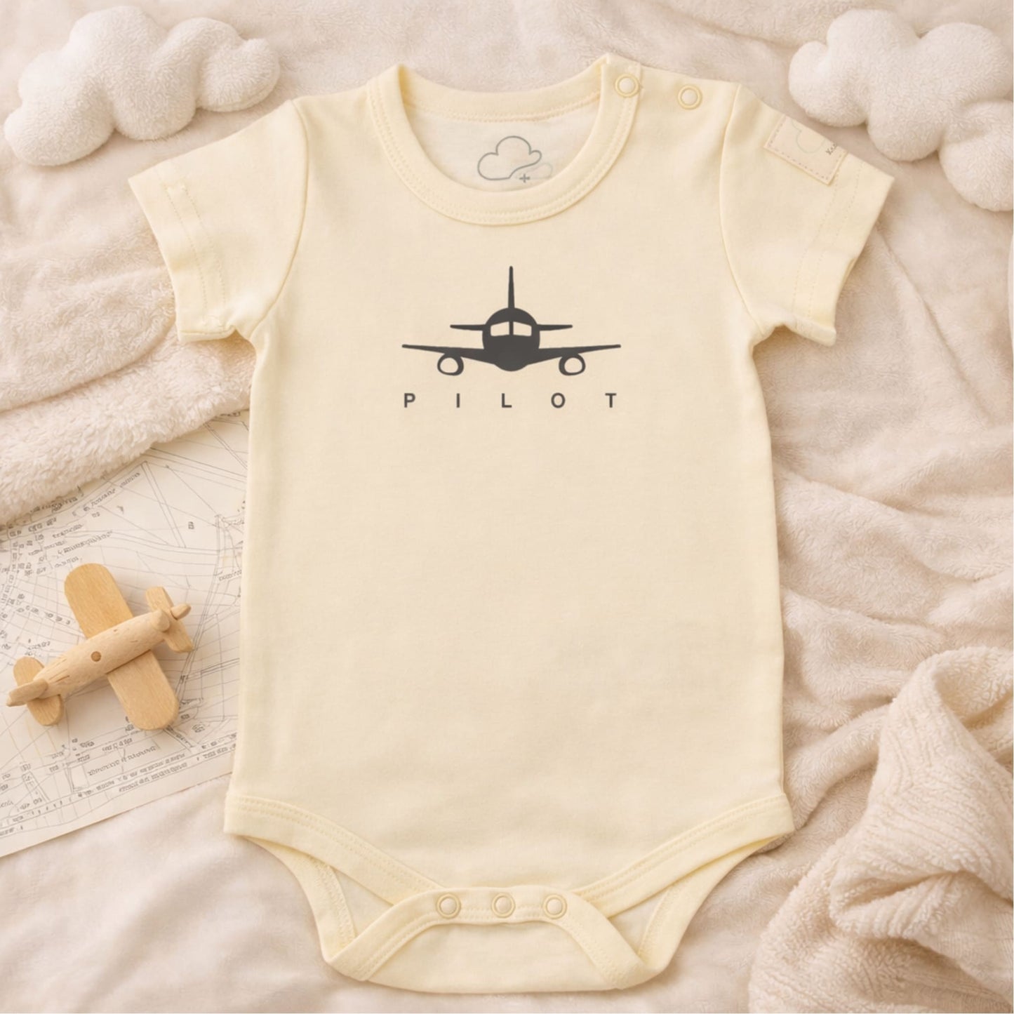 Body Neonato Manica Corta Aviazione - 100% Cotone Design Italiano 0-24M