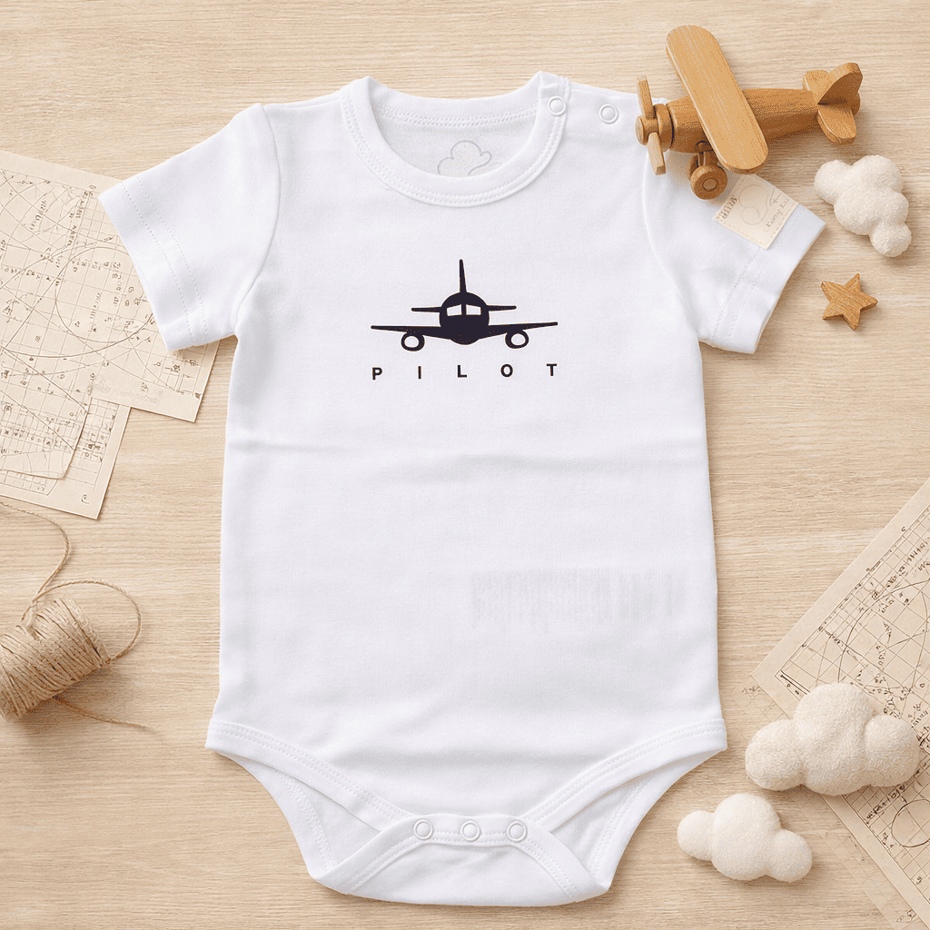 Body Neonato Manica Corta Aviazione - 100% Cotone Design Italiano 0-24M