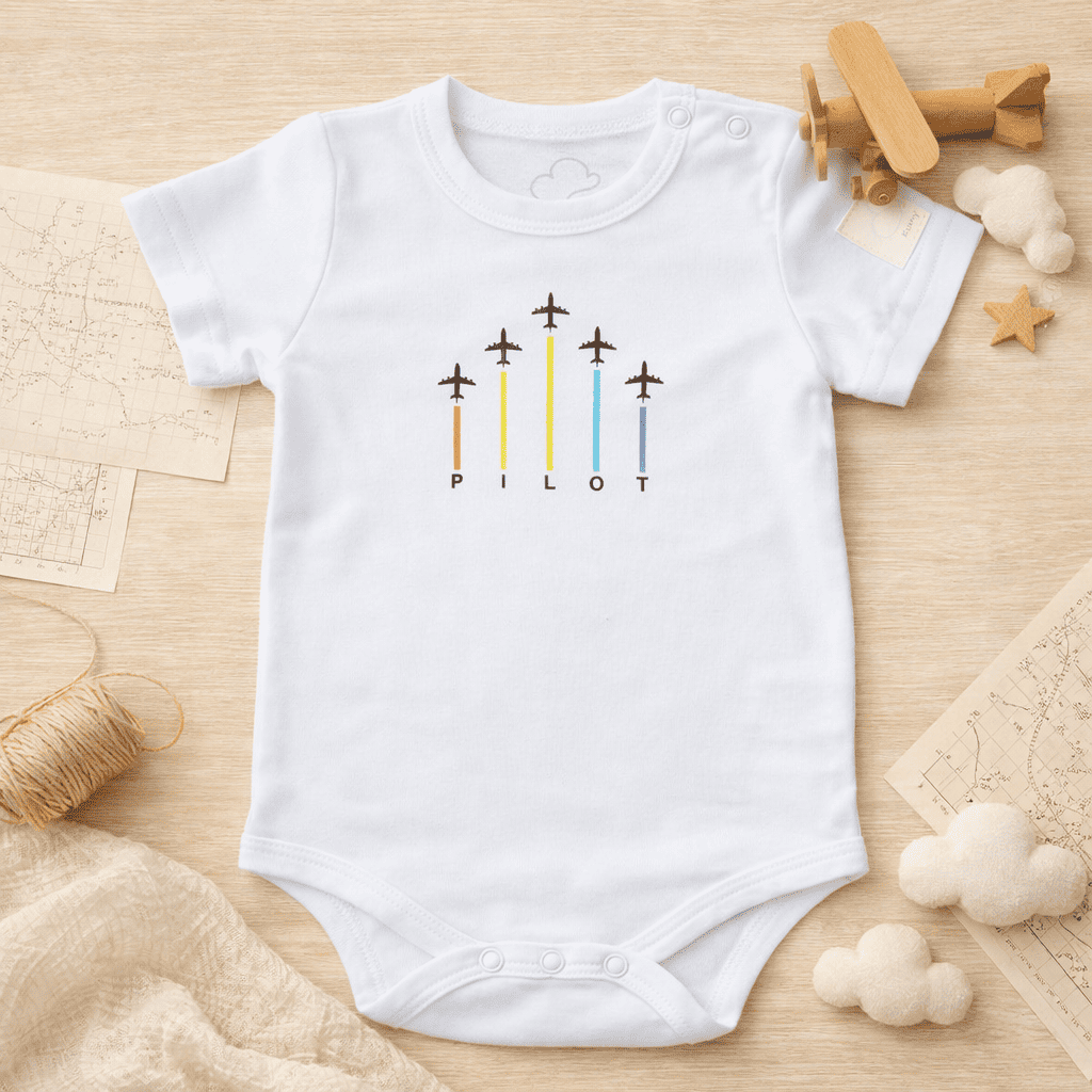 Body Neonato Manica Corta Aviazione - 100% Cotone Design Italiano 0-24M