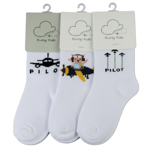 Calzini Cotone Neonato Design Aviazione - Morbidi Elastici Italiano 0-24M