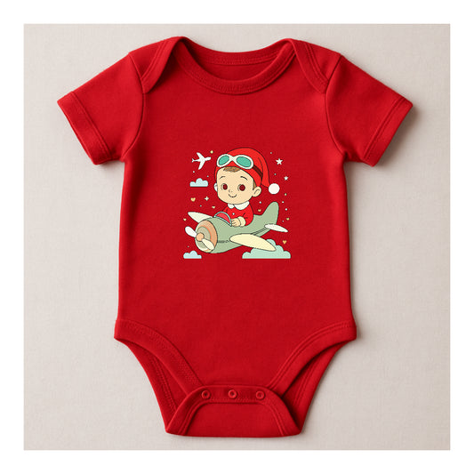 Long Sleeve Christmas Baby Bodysuit – Airplane Design | Kumy Kids®