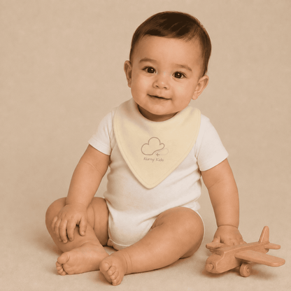 Bavaglino Neonato Bandana Triangolare Cotone - Beige Design Italiano 0-3 Anni