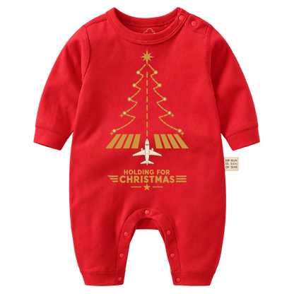 Tutina Rossa Natalizia per Neonato – Design Aviation con Albero Natalizio