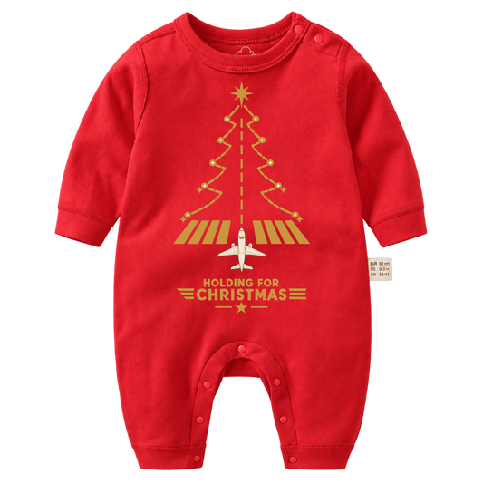 Tutina Rossa Natalizia per Neonato – Design Aviation con Albero Natalizio