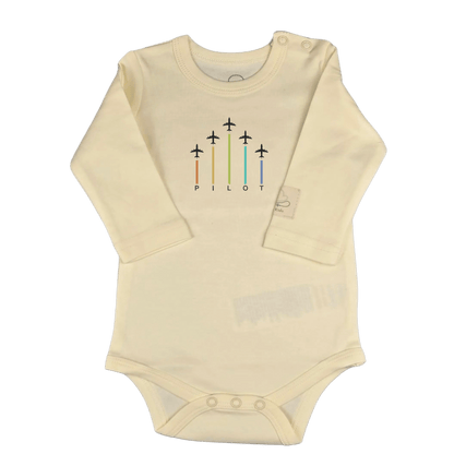 Body Pilota Neonato Manica Lunga Frecce - Aviazione 100% Cotone Design Italiano 0-24M