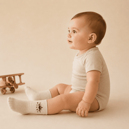Calzini Cotone Neonato Design Aviazione - Morbidi Elastici Italiano 0-24M