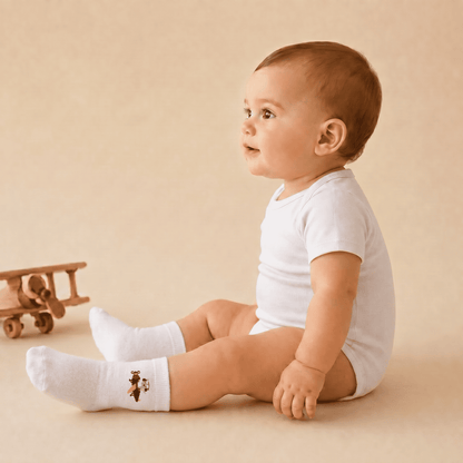 Calzini Cotone Neonato Design Aviazione - Morbidi Elastici Italiano 0-24M