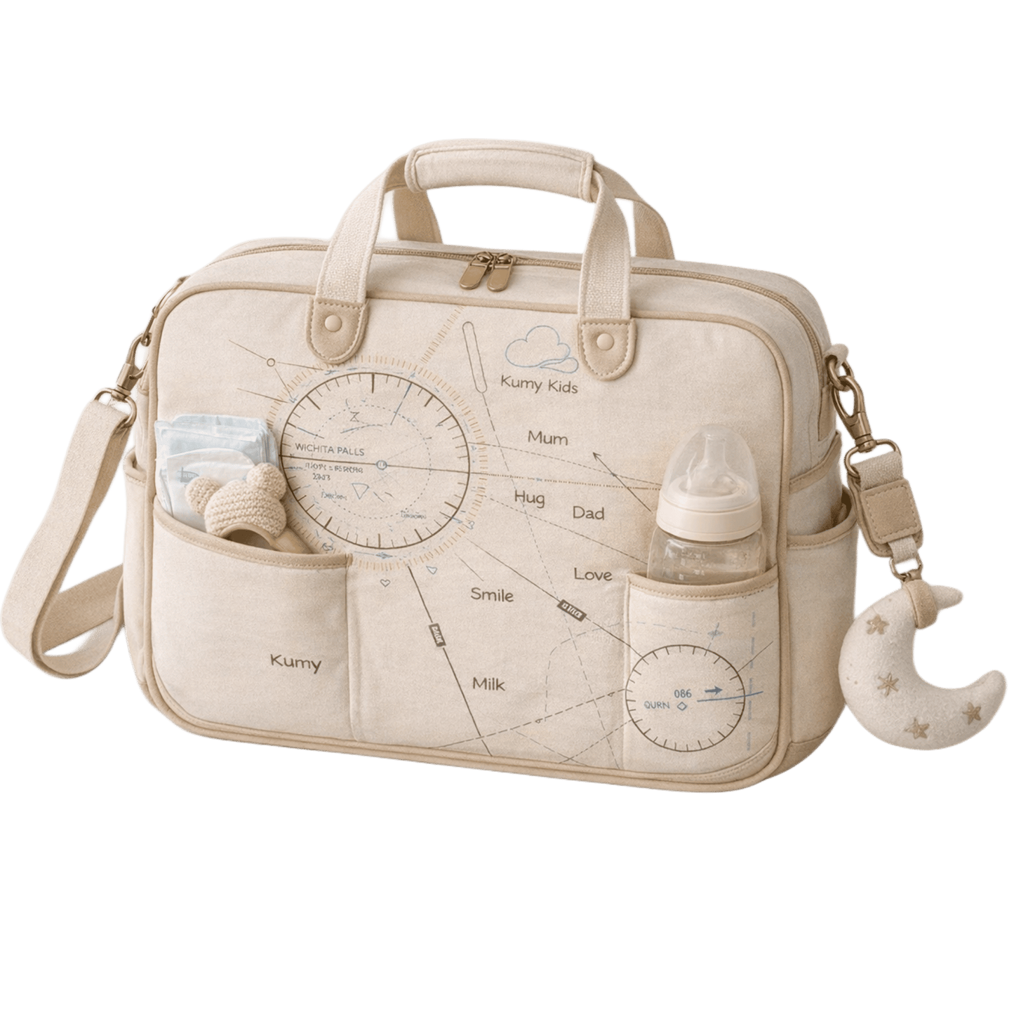 Borsa Fasciatoio Design Mappa Aviazione - Organizer Viaggio Cambio Neonato