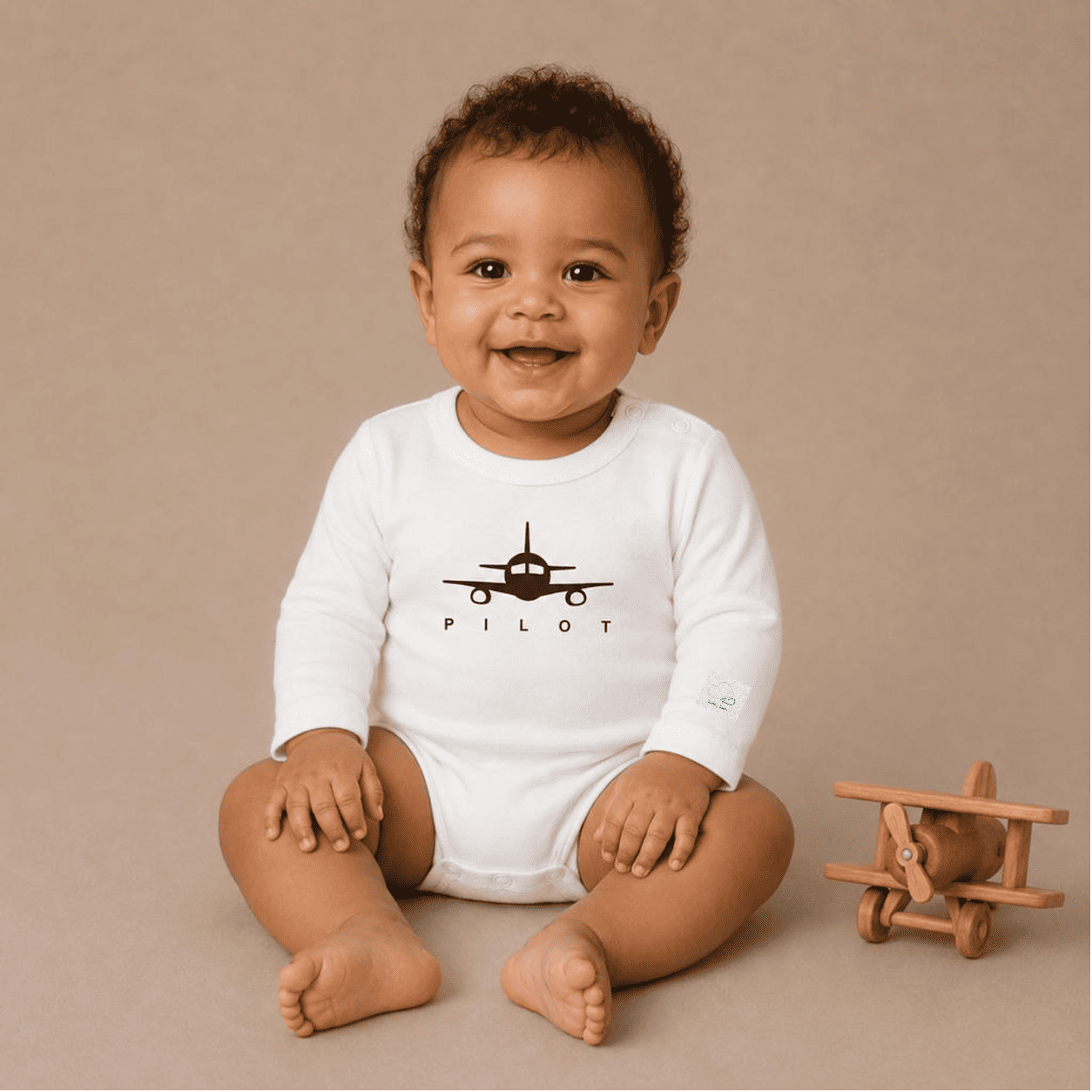 Body Pilota Neonato Manica Lunga - Aviazione 100% Cotone Design Italiano 0-24M