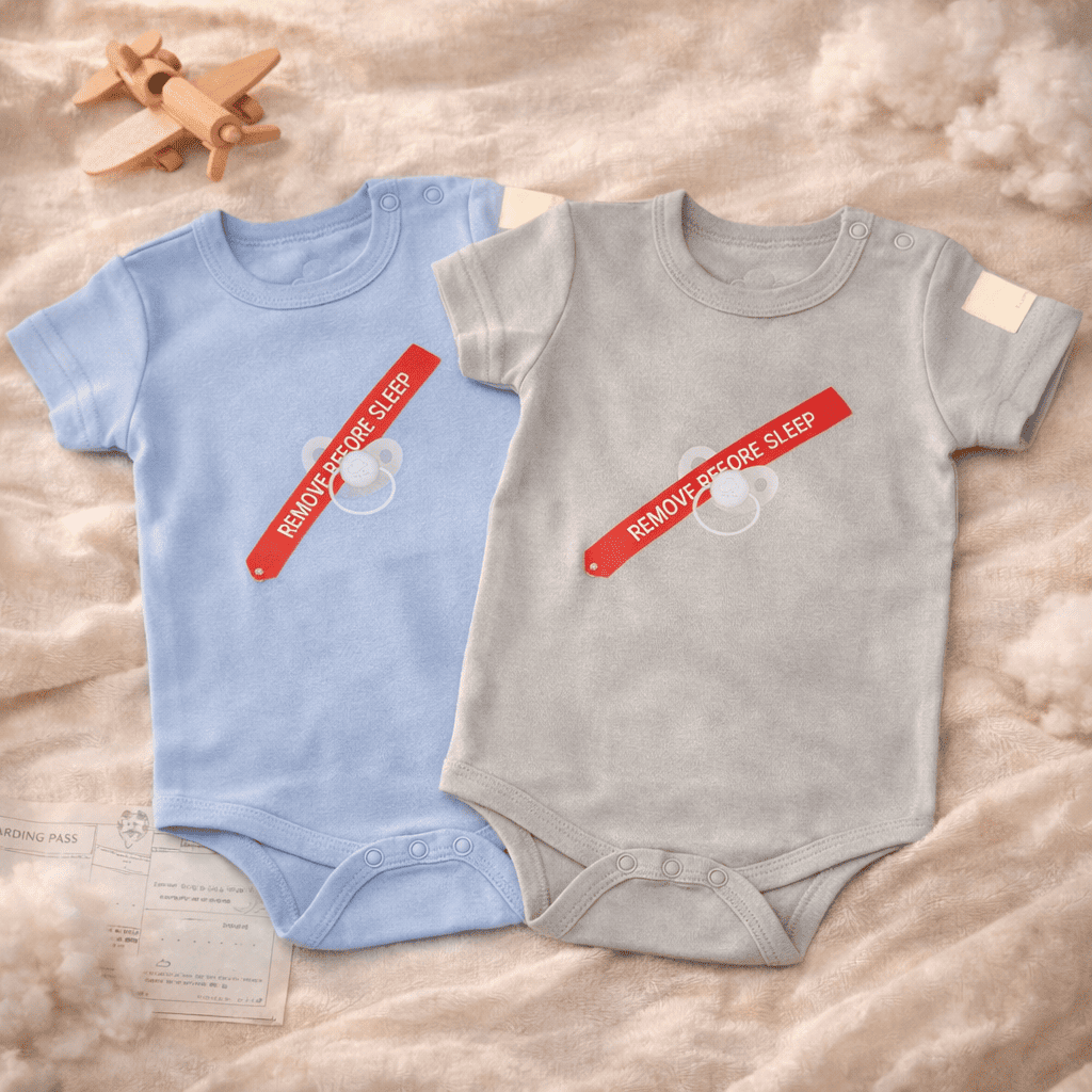 Body Neonato Manica Corta Cotone Aviazione - 100% Cotone Design Italiano Remove Before Sleep 0-24M