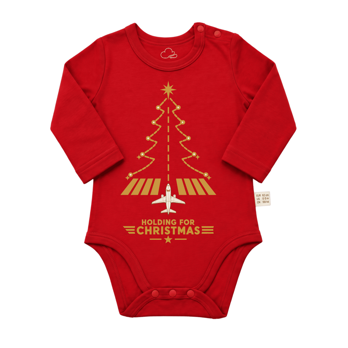 Body Natalizio Rosso per Neonato – Design Aviation Runway Tree