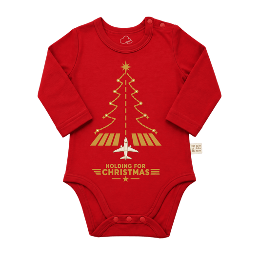 Body Natalizio Rosso per Neonato – Design Aviation Runway Tree
