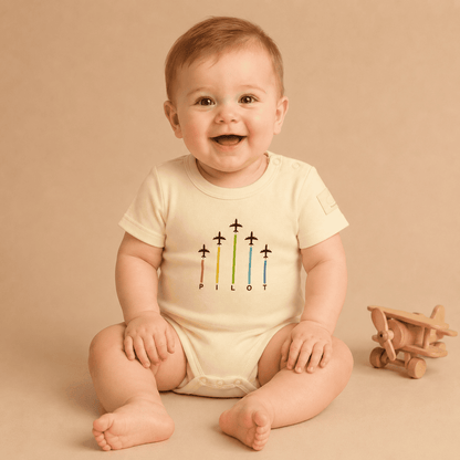 Body Neonato Manica Corta Aviazione - 100% Cotone Design Italiano 0-24M