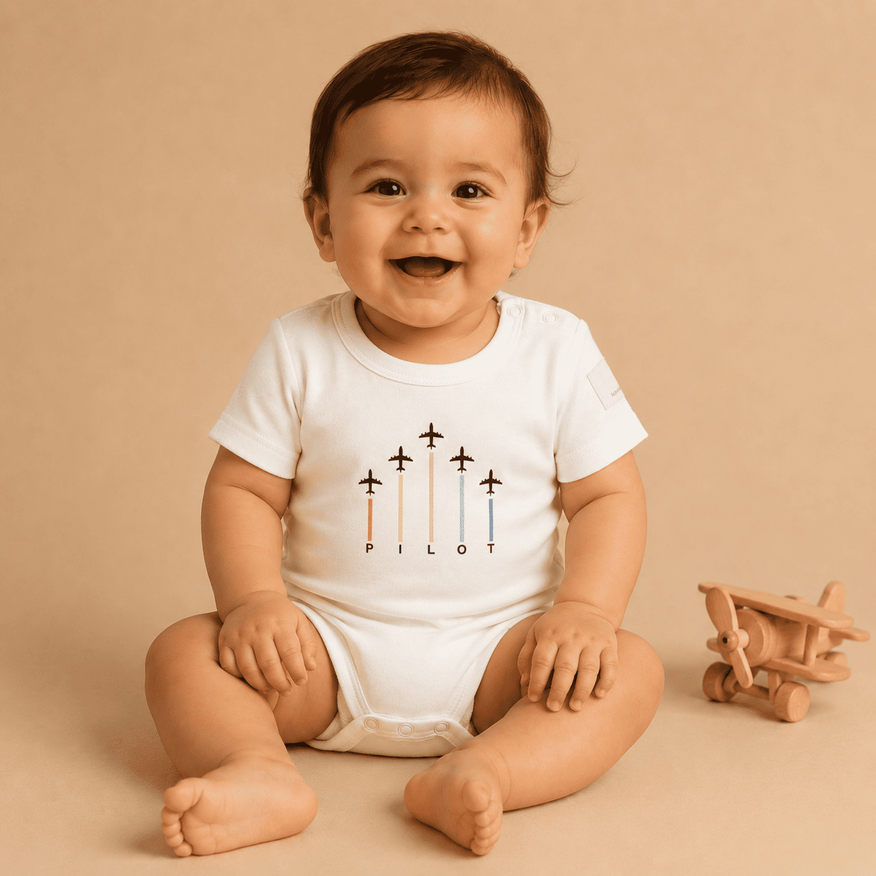 Body Neonato Manica Corta Aviazione - 100% Cotone Design Italiano 0-24M