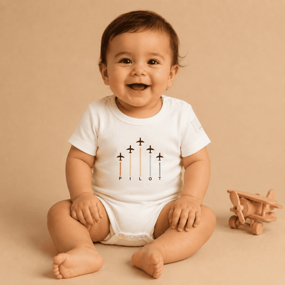Body Neonato Manica Corta Aviazione - 100% Cotone Design Italiano 0-24M