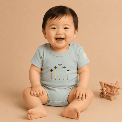 Body Neonato Manica Corta Aviazione - 100% Cotone Design Italiano 0-24M