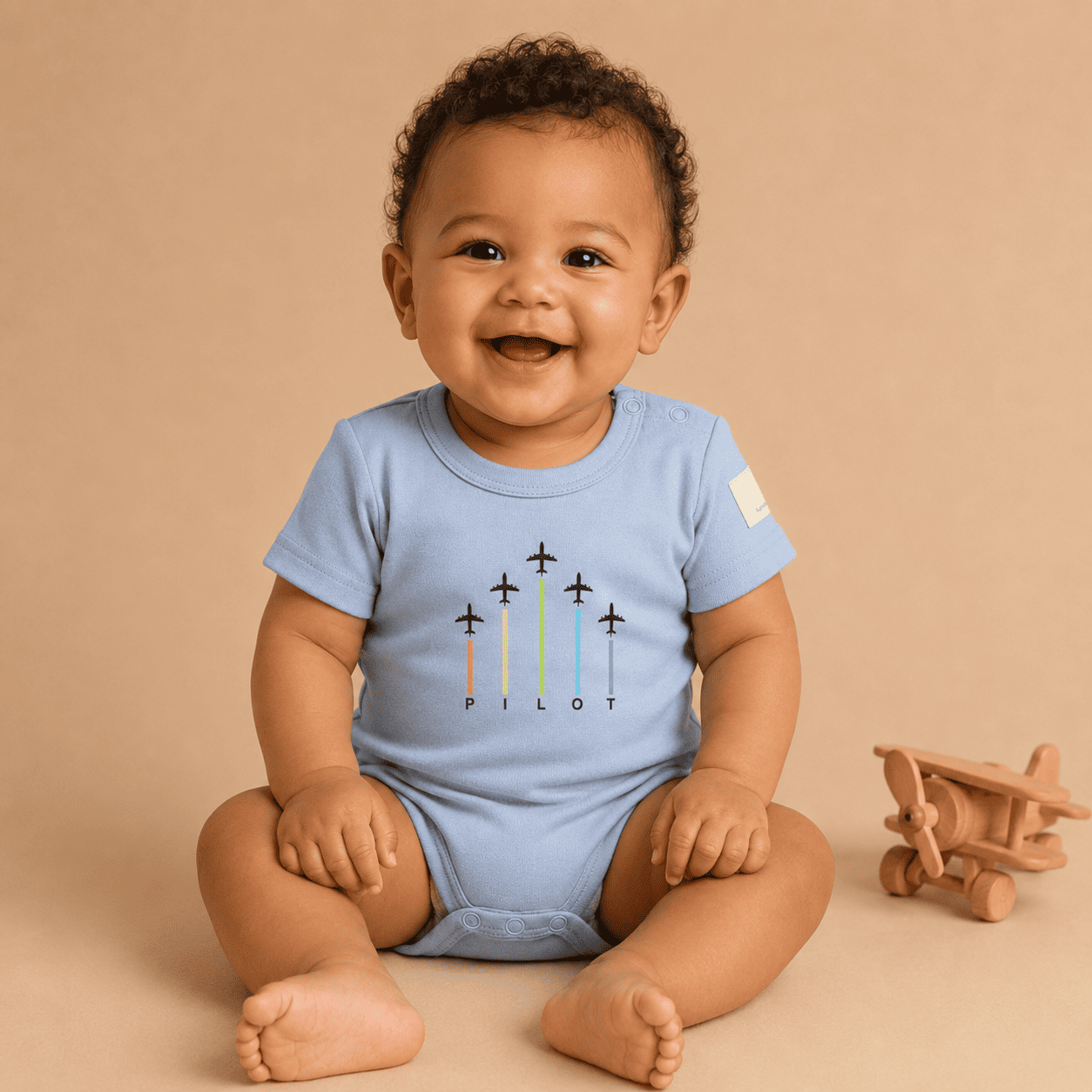 Body Neonato Manica Corta Aviazione - 100% Cotone Design Italiano 0-24M