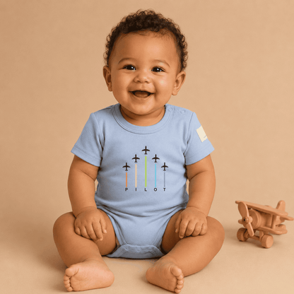 Body Neonato Manica Corta Aviazione - 100% Cotone Design Italiano 0-24M