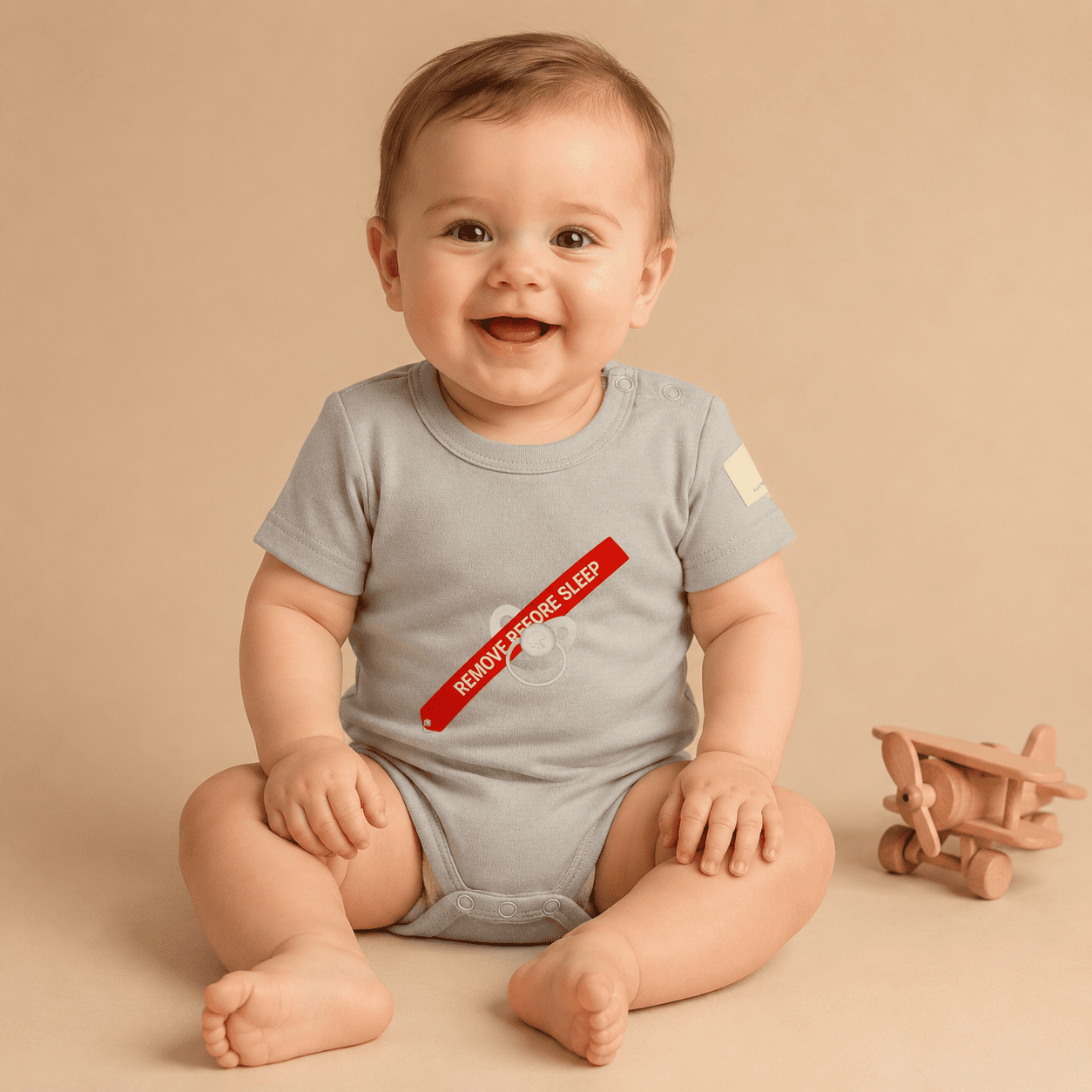 Body Neonato Manica Corta Cotone Aviazione - 100% Cotone Design Italiano Remove Before Sleep 0-24M