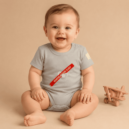 Body Neonato Manica Corta Cotone Aviazione - 100% Cotone Design Italiano Remove Before Sleep 0-24M
