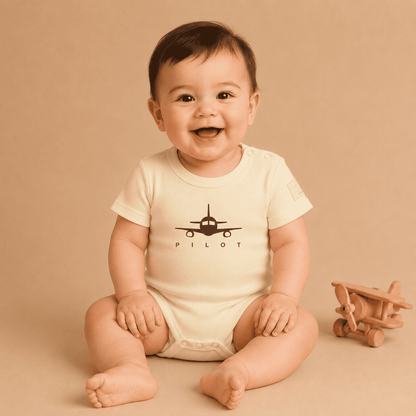Body Neonato Manica Corta Aviazione - 100% Cotone Design Italiano 0-24M
