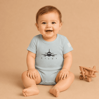 Body Neonato Manica Corta Aviazione - 100% Cotone Design Italiano 0-24M