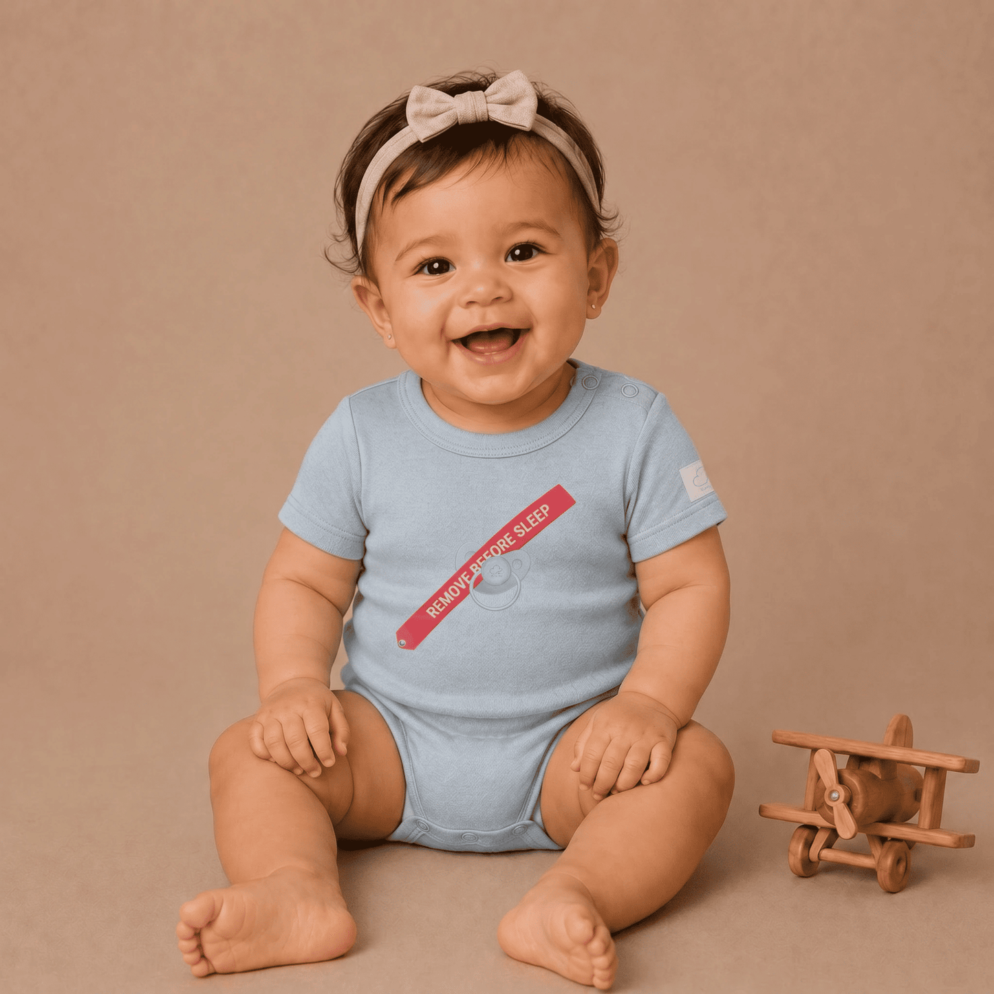 Body Neonato Manica Corta Cotone Aviazione - 100% Cotone Design Italiano Remove Before Sleep 0-24M