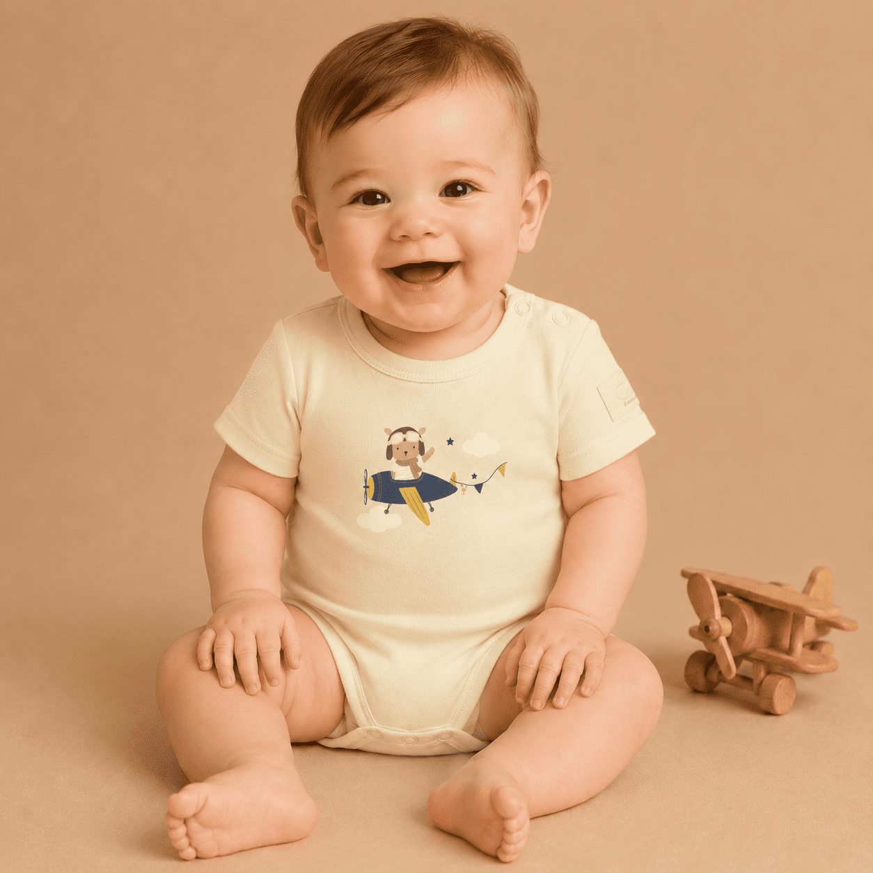 Body Neonato Manica Corta Aviazione - 100% Cotone Design Italiano 0-24M