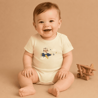 Body Neonato Manica Corta Aviazione - 100% Cotone Design Italiano 0-24M